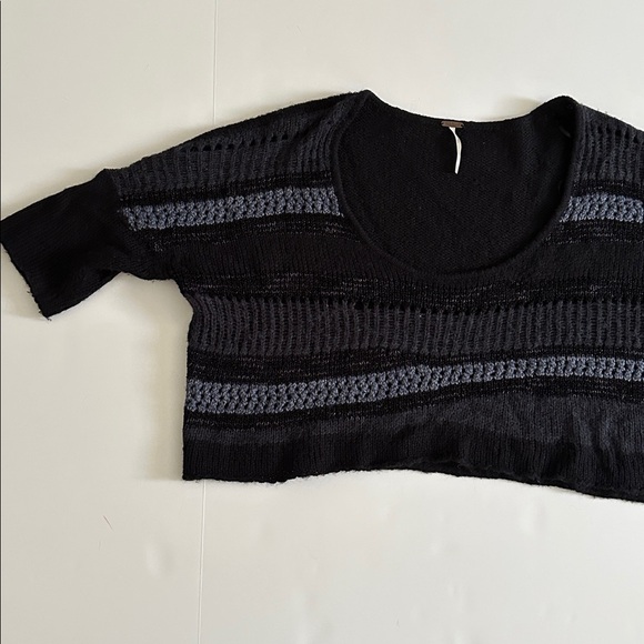 Free People Wool Blend Sweater Waffle Open Knit Crop Pullover Scoop Neck - Picture 6 of 11